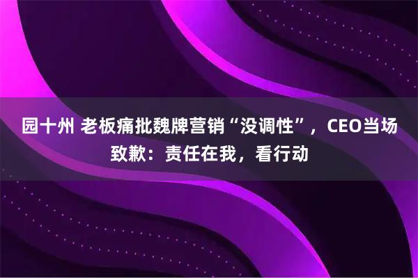 园十州 老板痛批魏牌营销“没调性”，CEO当场致歉：责任在我，看行动