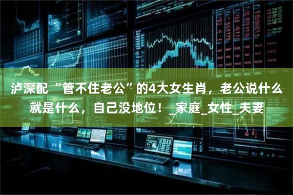 泸深配 “管不住老公”的4大女生肖，老公说什么就是什么，自己没地位！_家庭_女性_夫妻