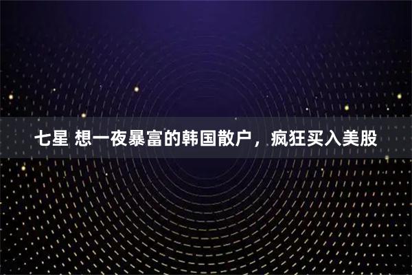 七星 想一夜暴富的韩国散户，疯狂买入美股